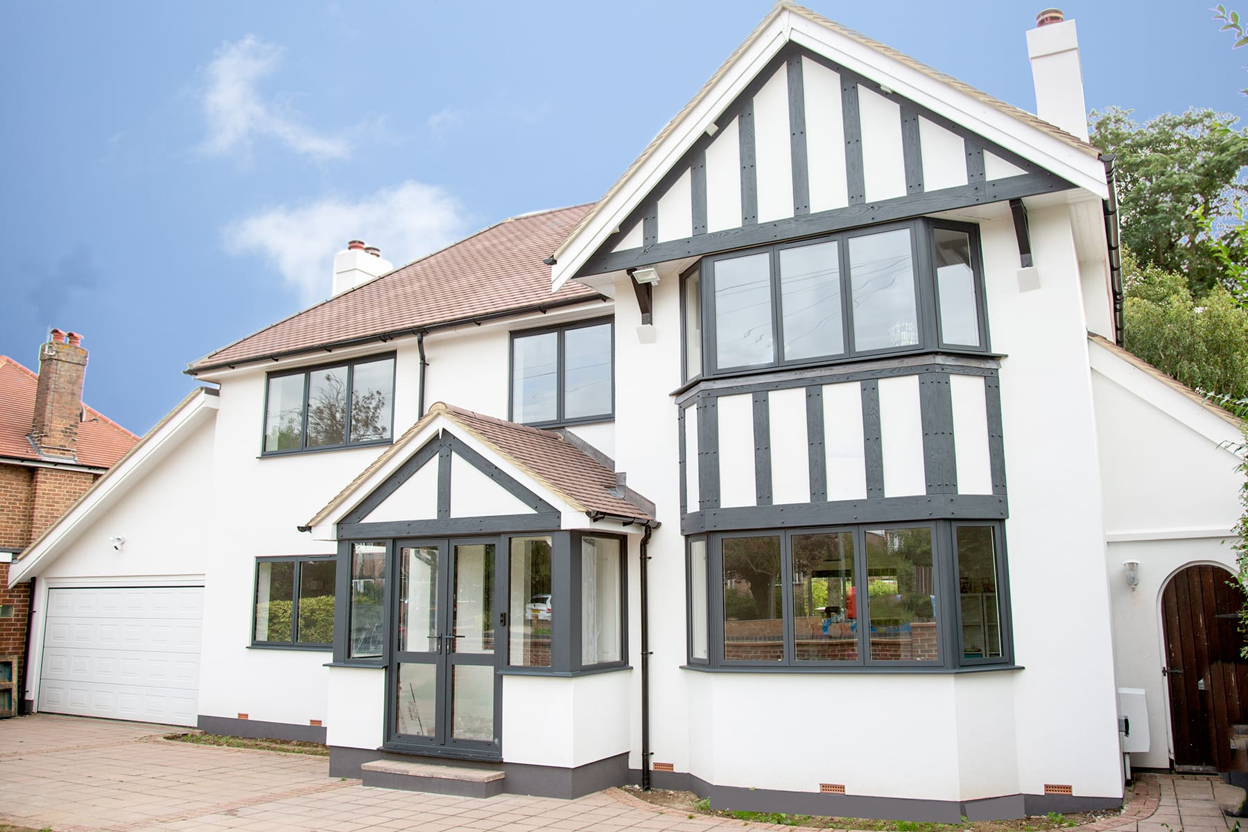 black and white detached house