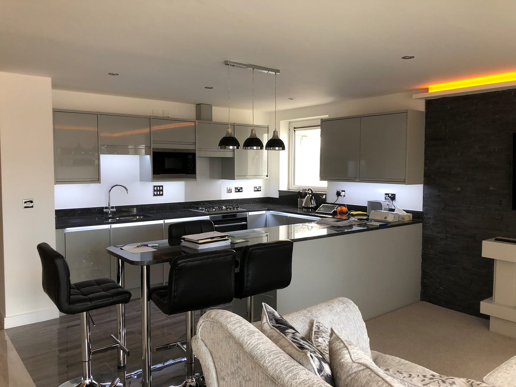 interior grey and black kitchen